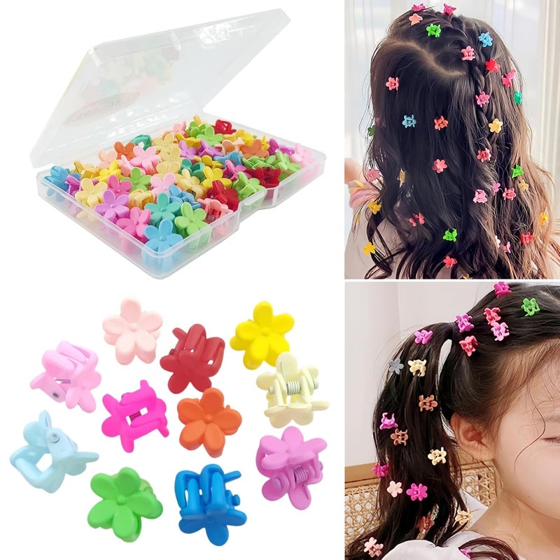 Tesvyns 50Pcs Mini Flower Hair Clip Colorful Mini Hair Claw Baby Hair Clips Toddler Hair Clips Girls Decorative Bun Tiny hair clips, Assorted Colors (Floral) - Image 1